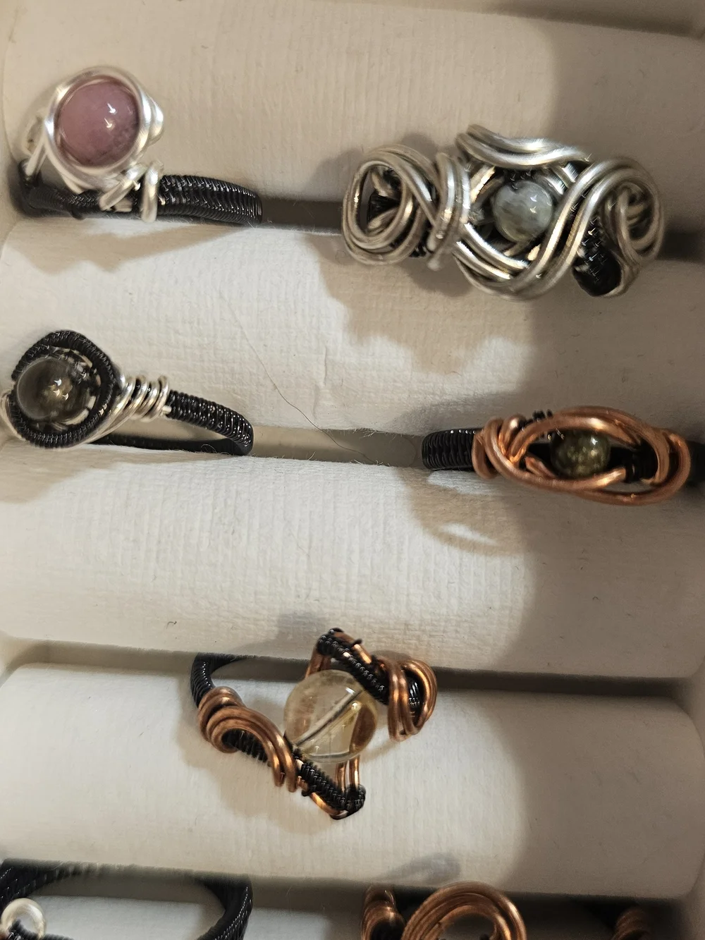 Handcrafted Copper & Black Wrapped Wire Ring Lot Of 9 Great For Resell!